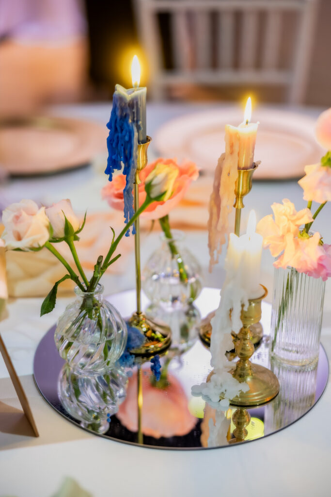 table setting and decor at a wedding in Starkville, Mississippi at The Hill and Moor.