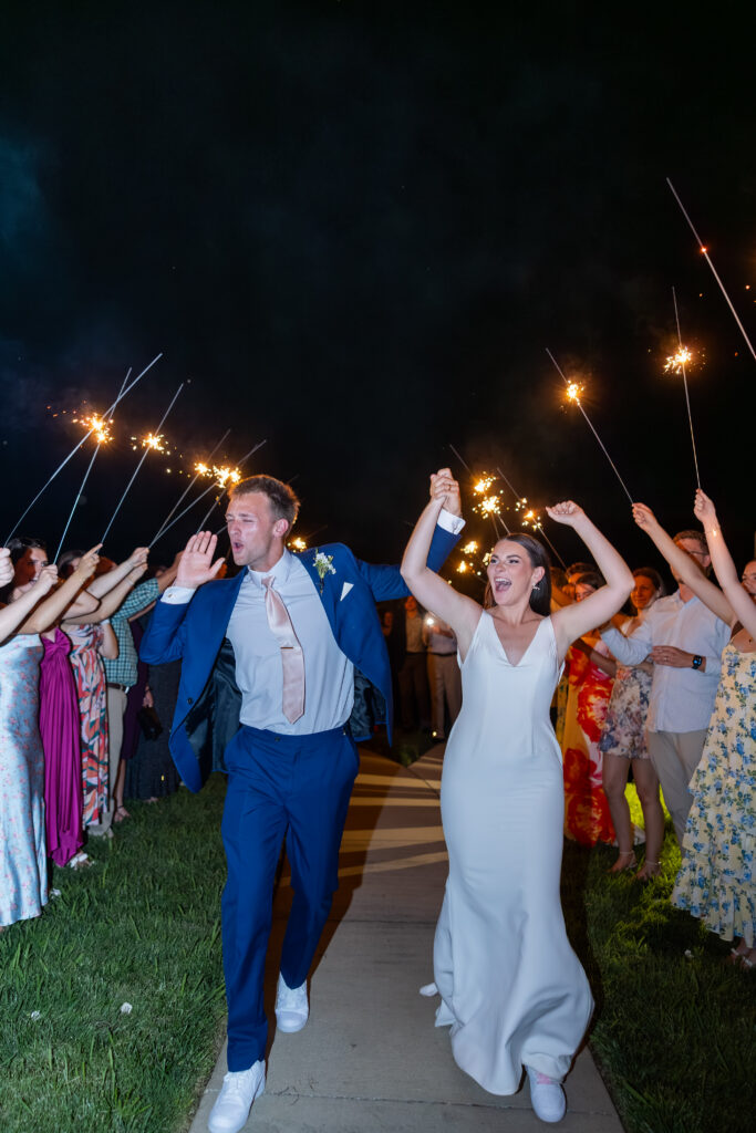 bride and groom doing a sparkler exit at destination wedding in Nashville