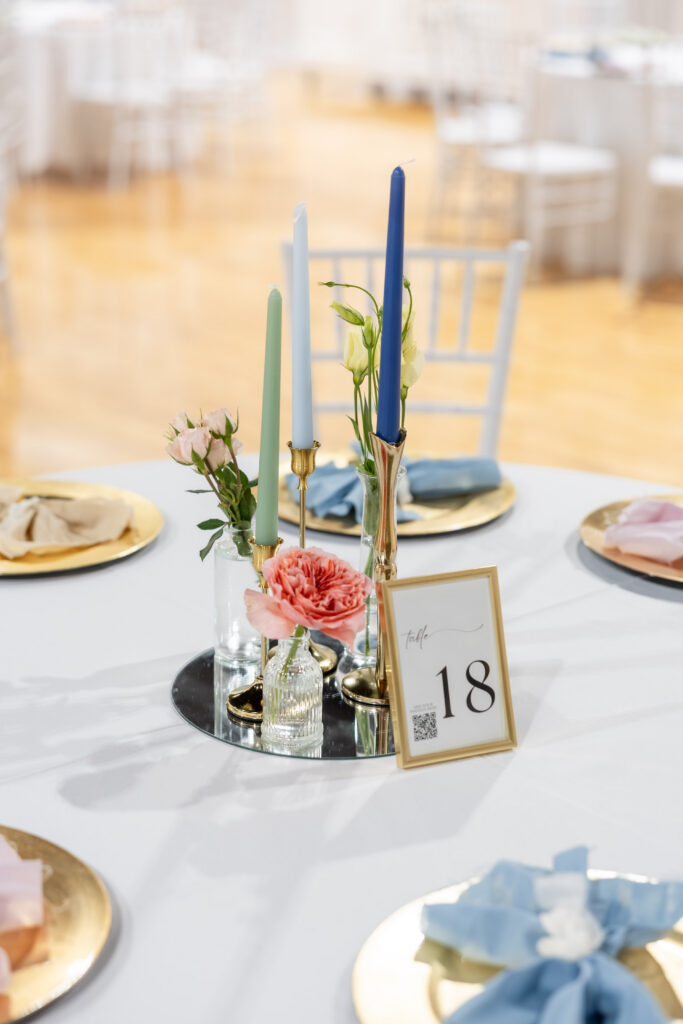 Decor at a wedding in Starkville, Mississippi at The Hill and Moor.