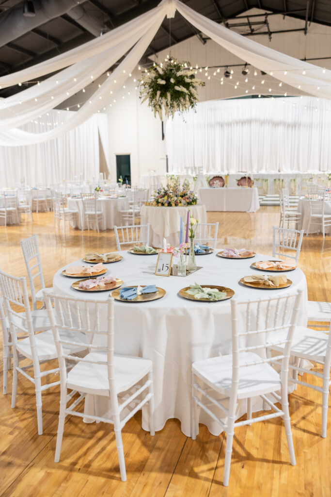 Decor at a wedding in Starkville, Mississippi at The Hill and Moor.