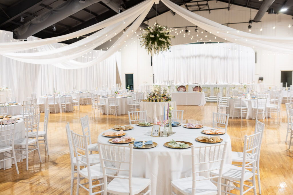 Decor at a wedding in Starkville, Mississippi at The Hill and Moor.