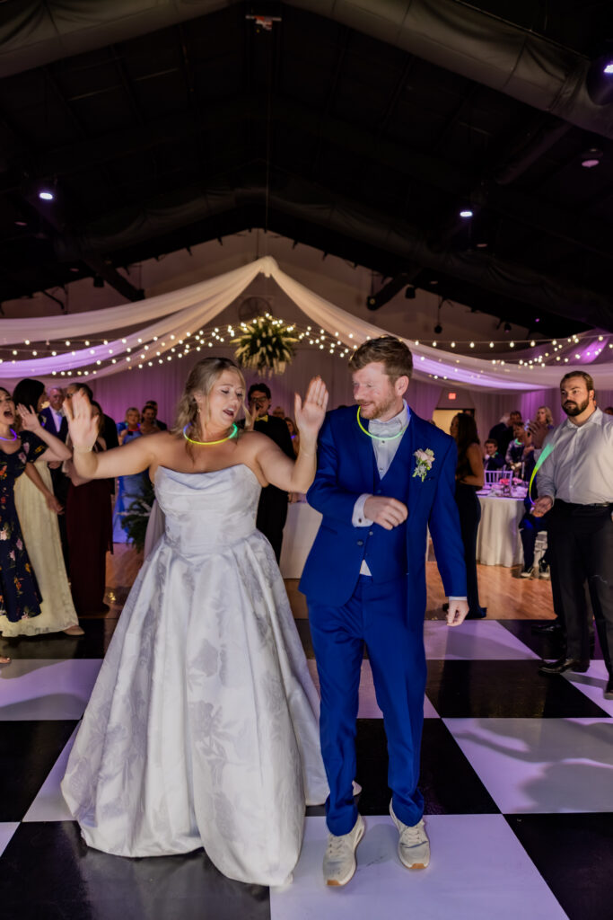 Bride and Groom dancing at their wedding in Starkville, Mississippi at The Hill and Moor.
