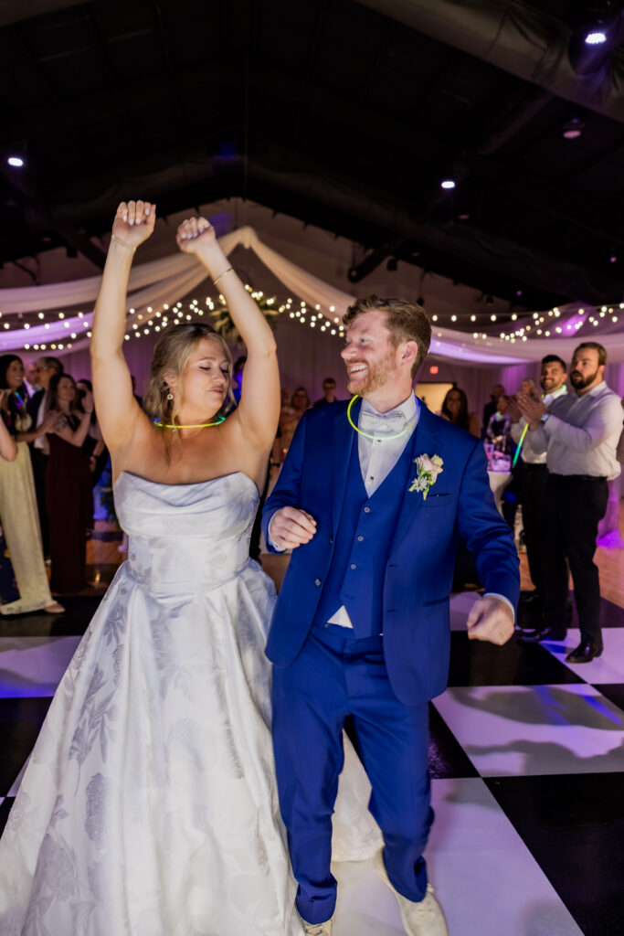 Bride and Groom dancing at their wedding in Starkville, Mississippi at The Hill and Moor.