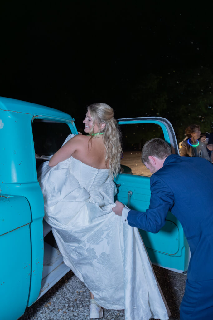 Bride and Groom bubble exit from their wedding in Starkville, Mississippi at The Hill and Moor.