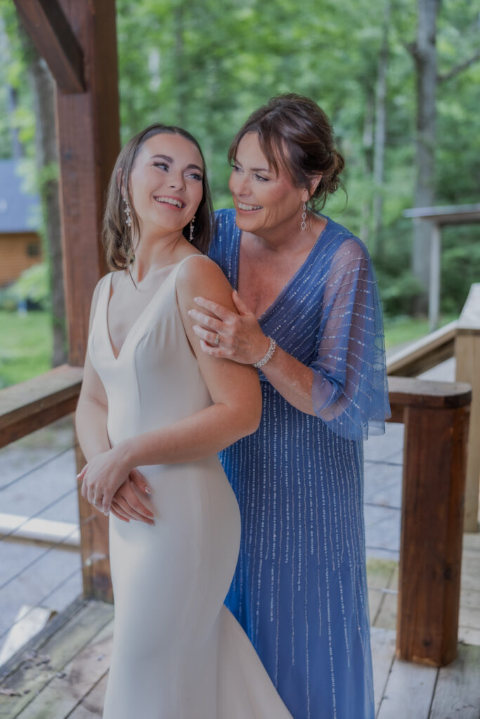 Bride and her mom getting ready at a destination wedding in nashville