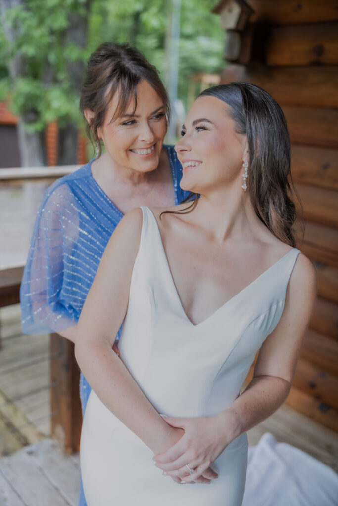 Bride and her mom getting ready at a destination wedding in nashville