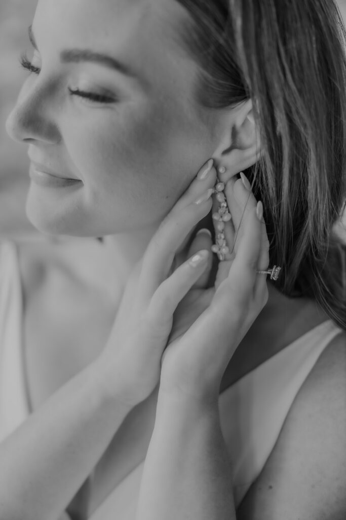 Bride getting ready at a destination wedding in nashville