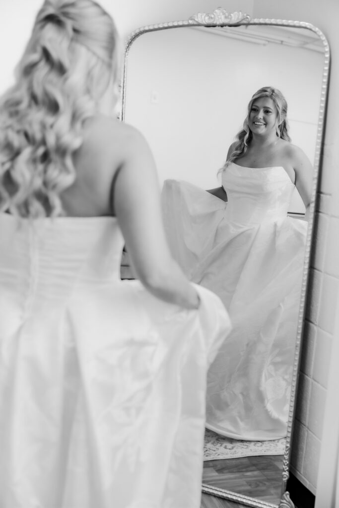 Bride getting ready at a wedding in Starkville, Mississippi at The Hill and Moor.