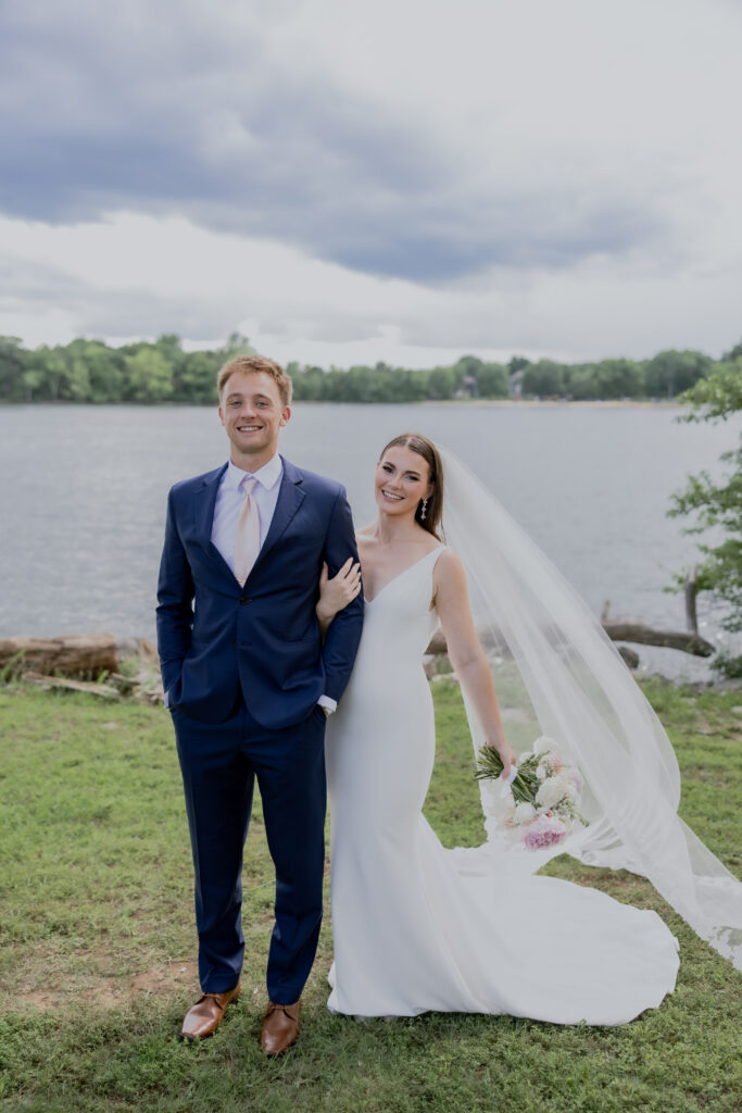 Bride and Groom taking picture at destination wedding in Nashville