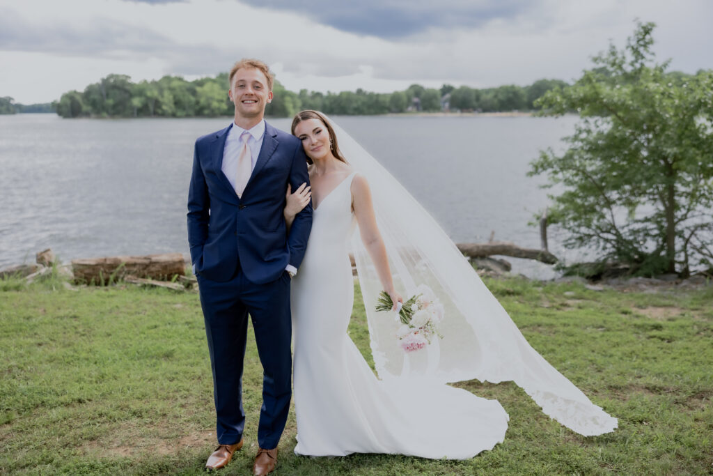 Bride and Groom taking picture at destination wedding in Nashville