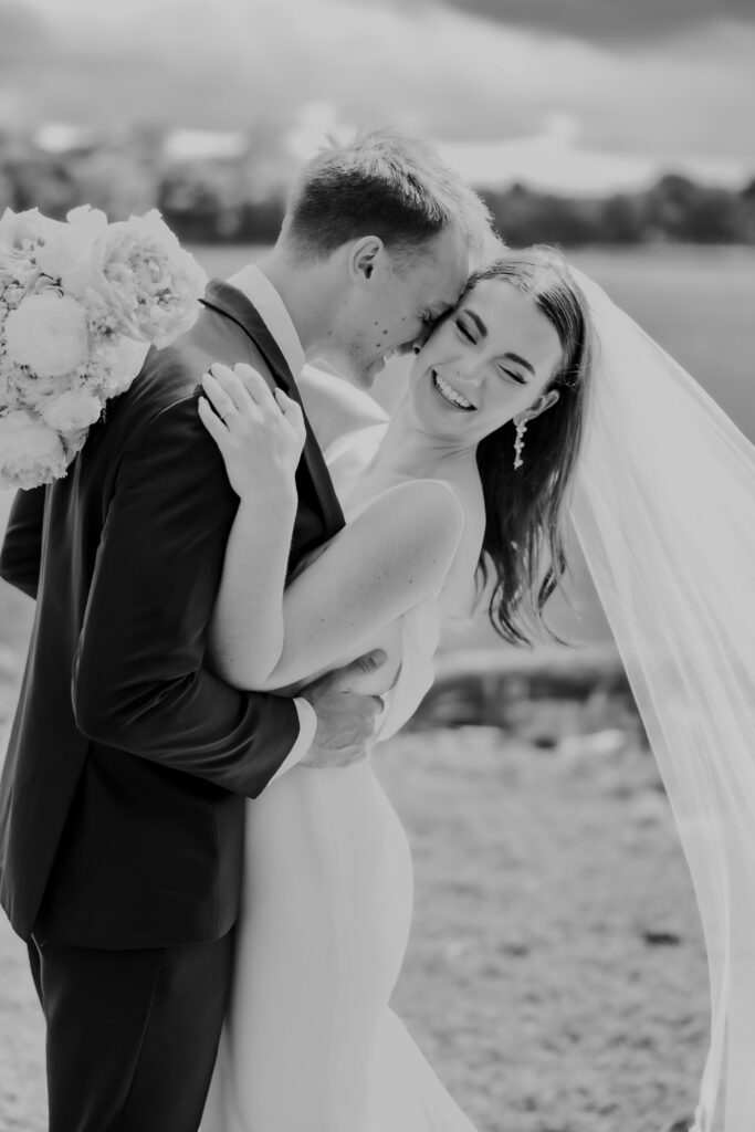 Bride and Groom taking picture at destination wedding in Nashville