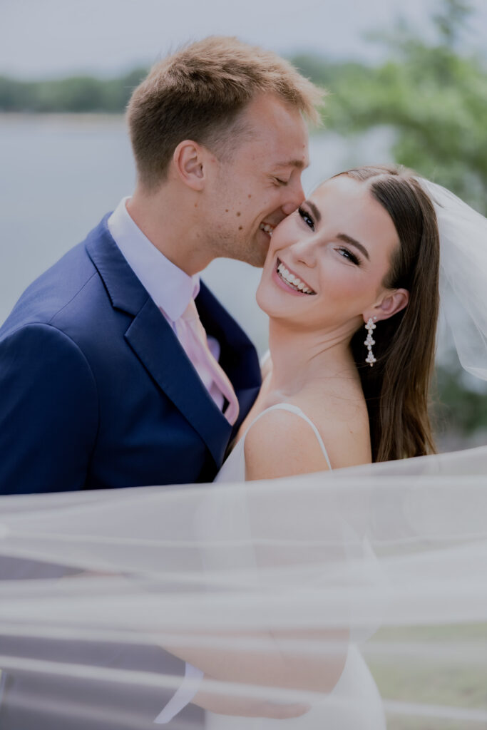 Bride and Groom taking picture at destination wedding in Nashville