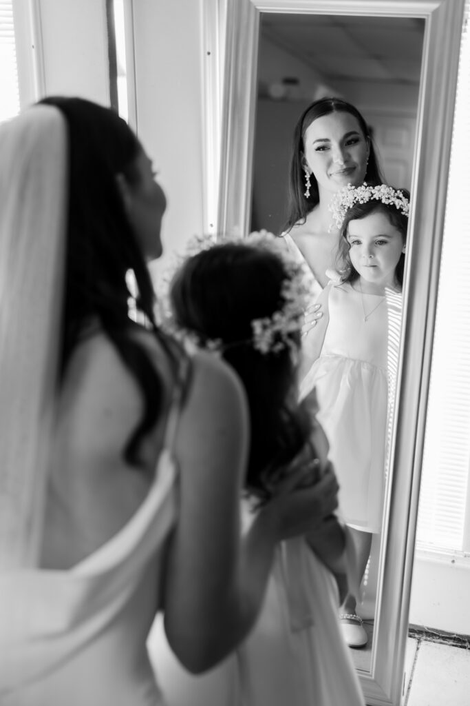 bride and flower girl at destination wedding in Nashville
