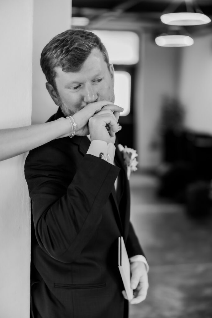 Bride and Groom giving private vows at a wedding in Starkville, Mississippi at The Hill and Moor.