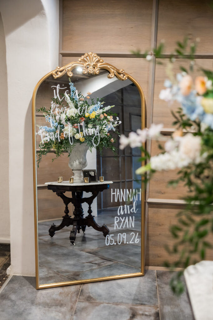 decor at a wedding in Starkville, Mississippi at The Hill and Moor.