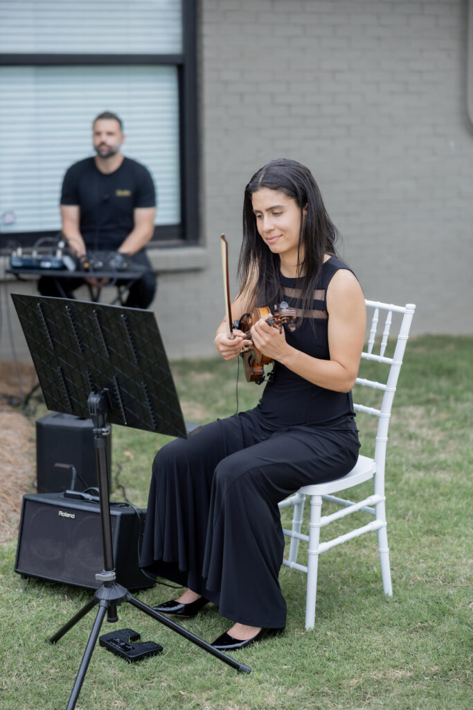 Violinist at a wedding in Starkville, Mississippi at The Hill and Moor.
