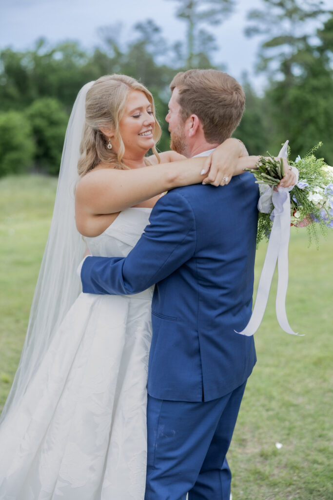 Bride and Groom at a wedding in Starkville, Mississippi at The Hill and Moor.