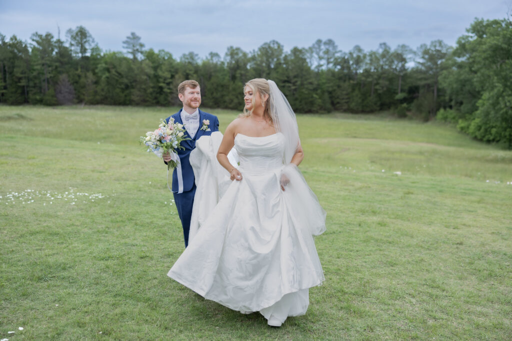 Bride and Groom at a wedding in Starkville, Mississippi at The Hill and Moor.