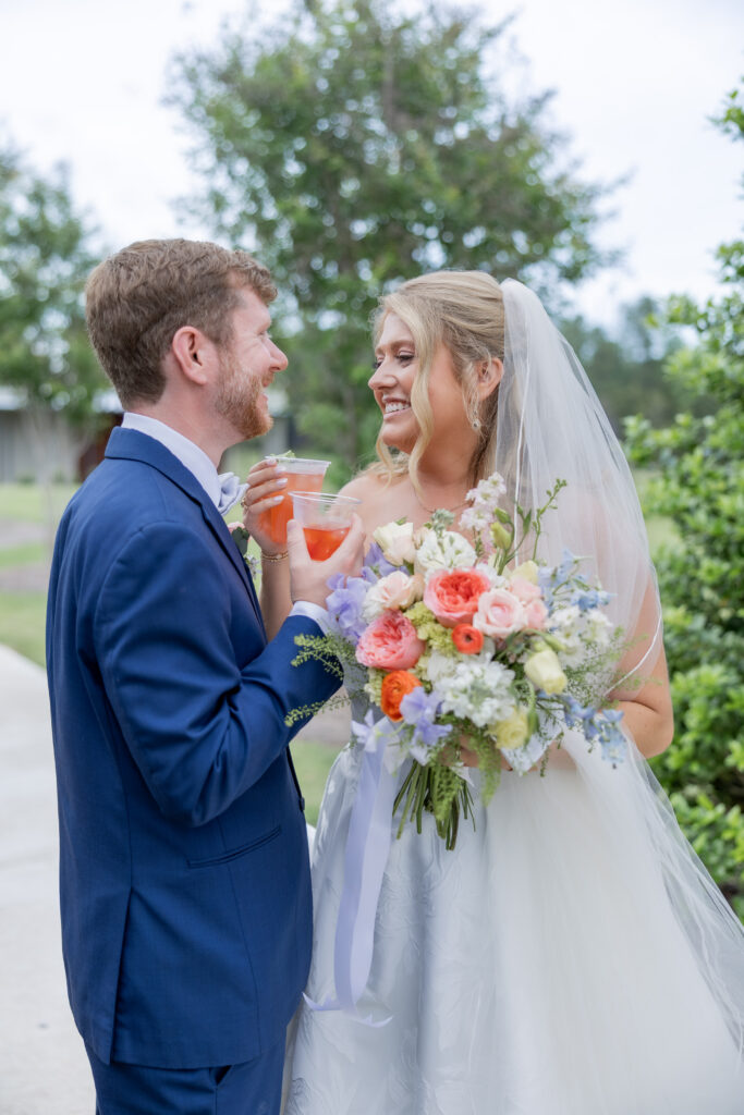 Bride and Groom at a wedding in Starkville, Mississippi at The Hill and Moor.