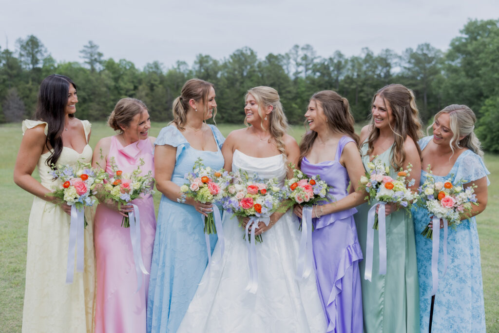 Bridal party at a wedding in Starkville, Mississippi at The Hill and Moor.