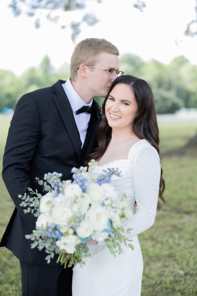 Bride and Groom Portrait at a wedding in Starkville, MS.
