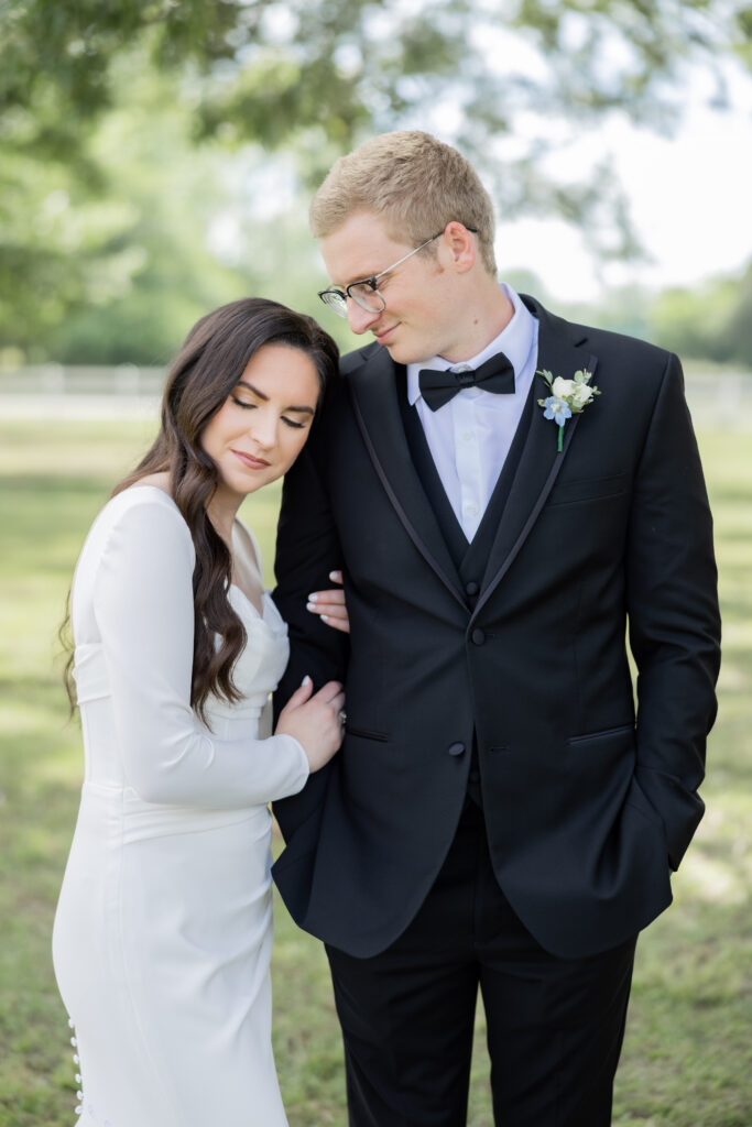 Bride and Groom Portrait at a wedding in Starkville, MS.