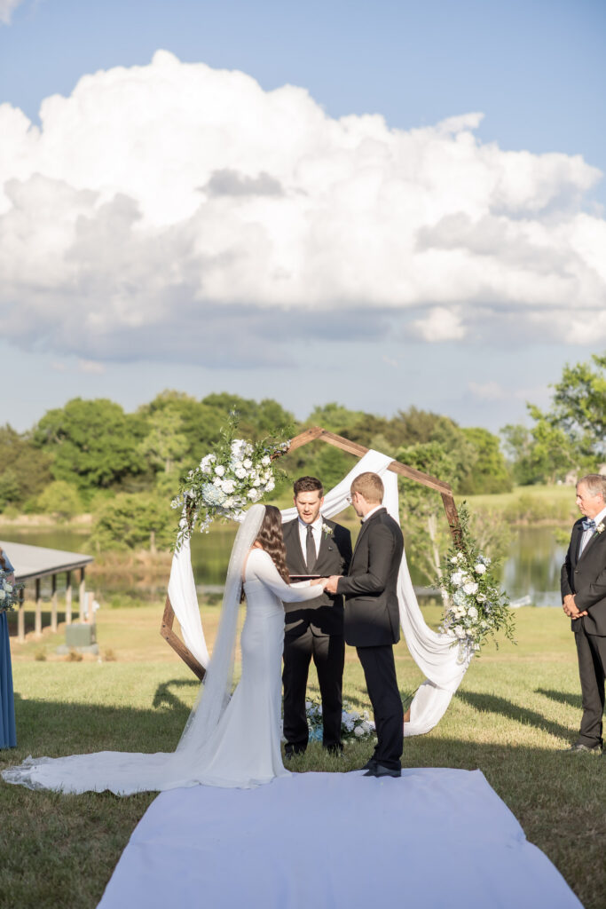 Bride and Groom during wedding ceremony in Starkville, MS