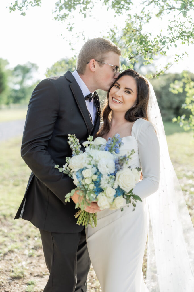 Bride and Groom Portrait at a wedding in Starkville, MS.